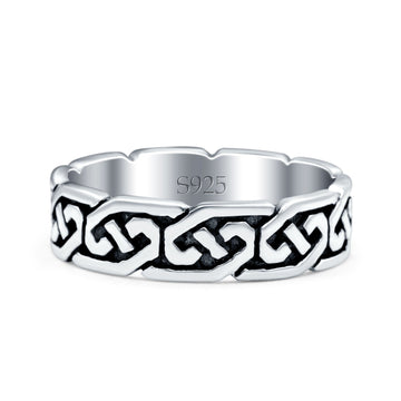 Celtic Oxidized Band Solid 925 Sterling Silver Thumb Ring (5mm)
